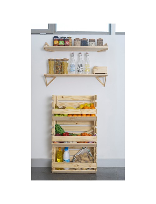 Caja apilable evolution pino sin barniz 100% pefc cert 60 x 28,5 x 35,3 cm