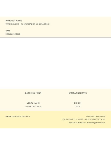 Vaporizador - pulverizador 1 l dimartino