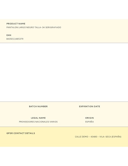 Pantalon largo negro talla-34 serigrafiado