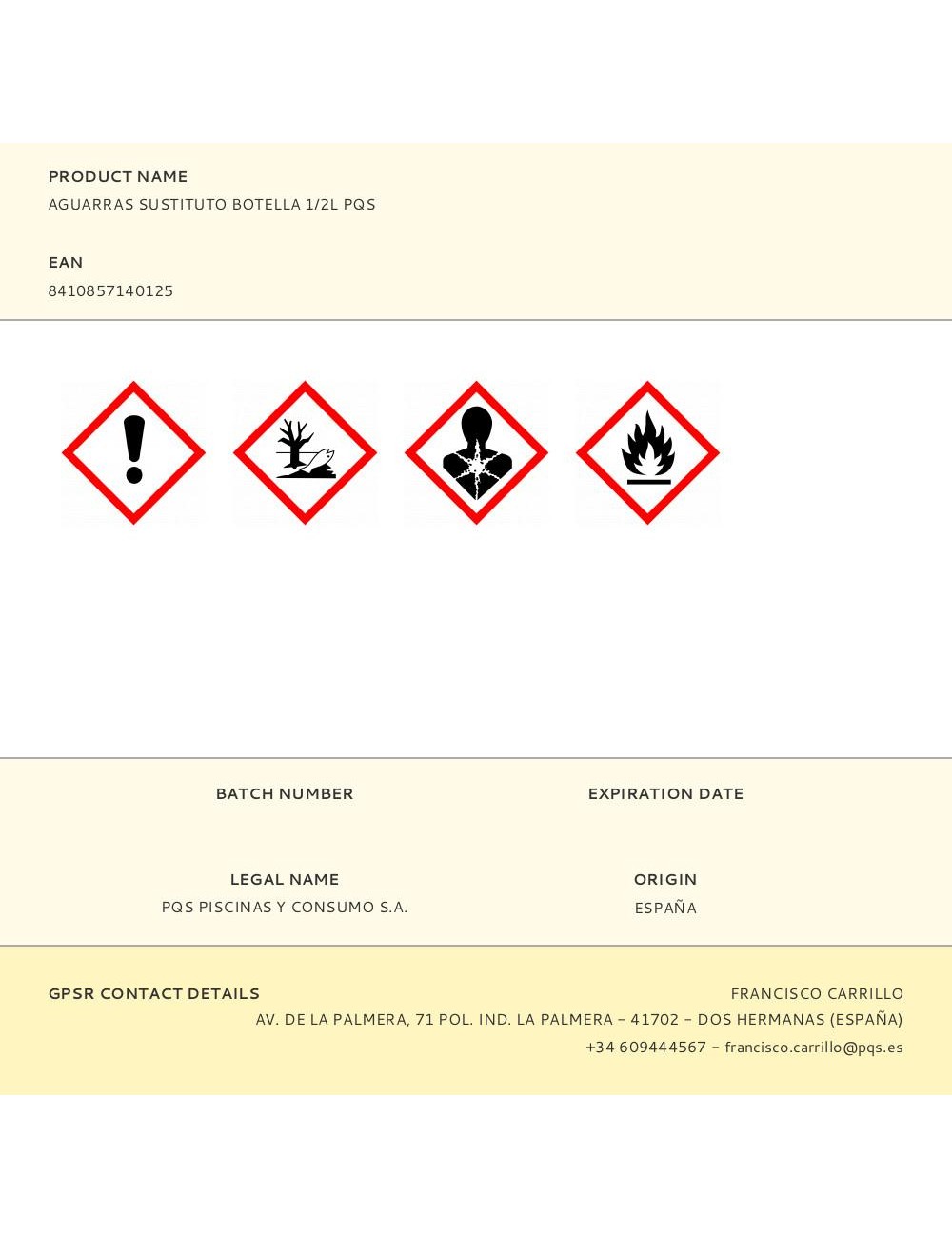 Aguarras sustituto botella 1/2l pqs