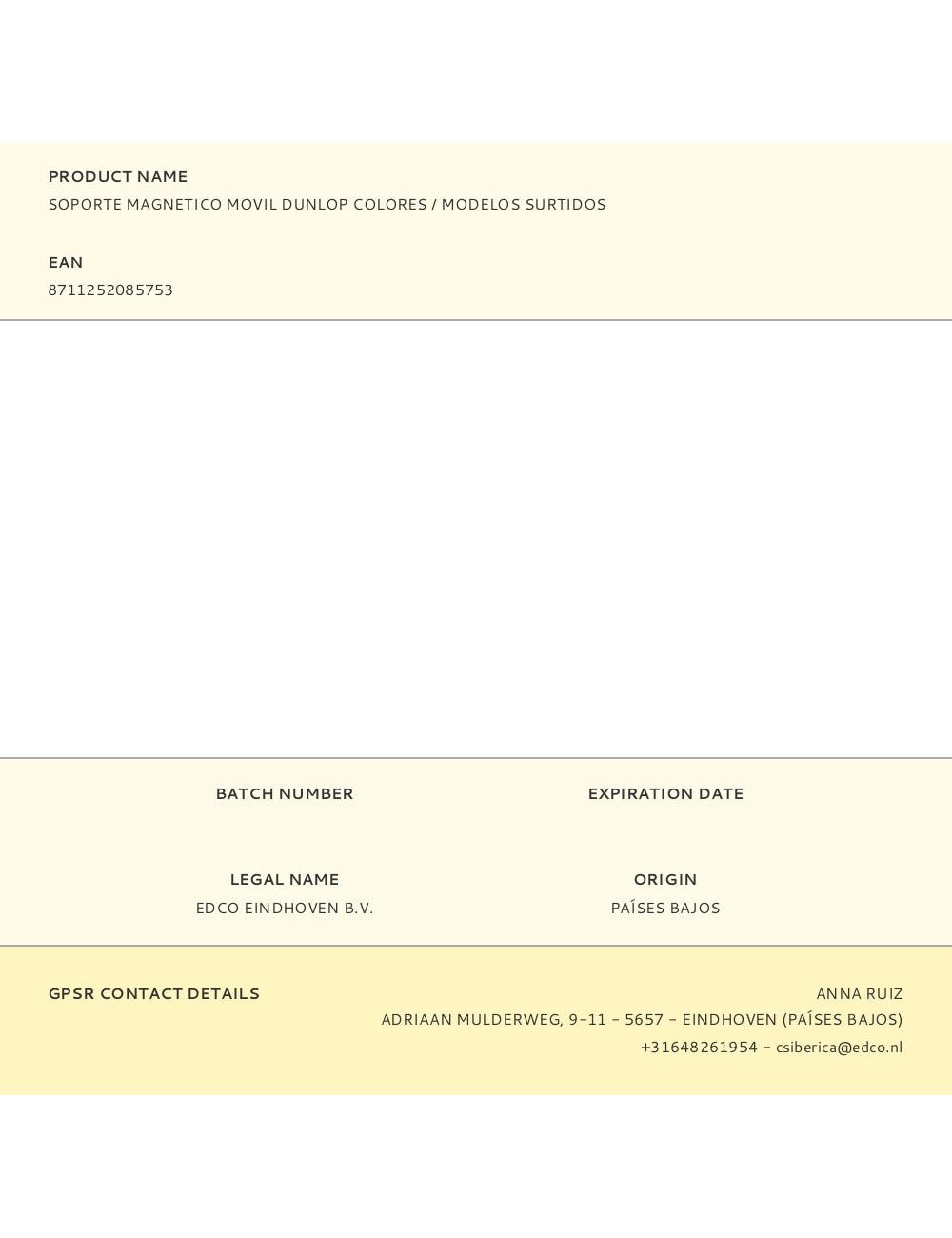 Soporte magnetico movil dunlop colores / modelos surtidos