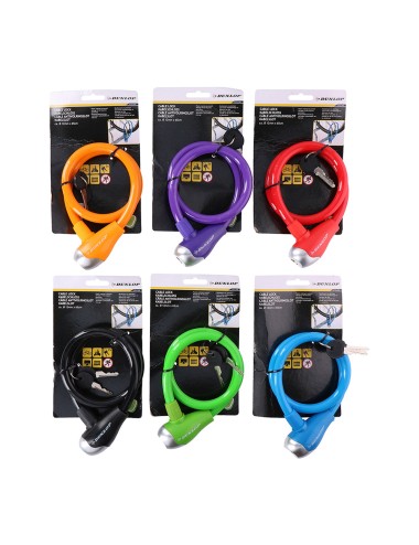 Candado de cable ø12mm 65cm dunlop colores / modelos surtidos