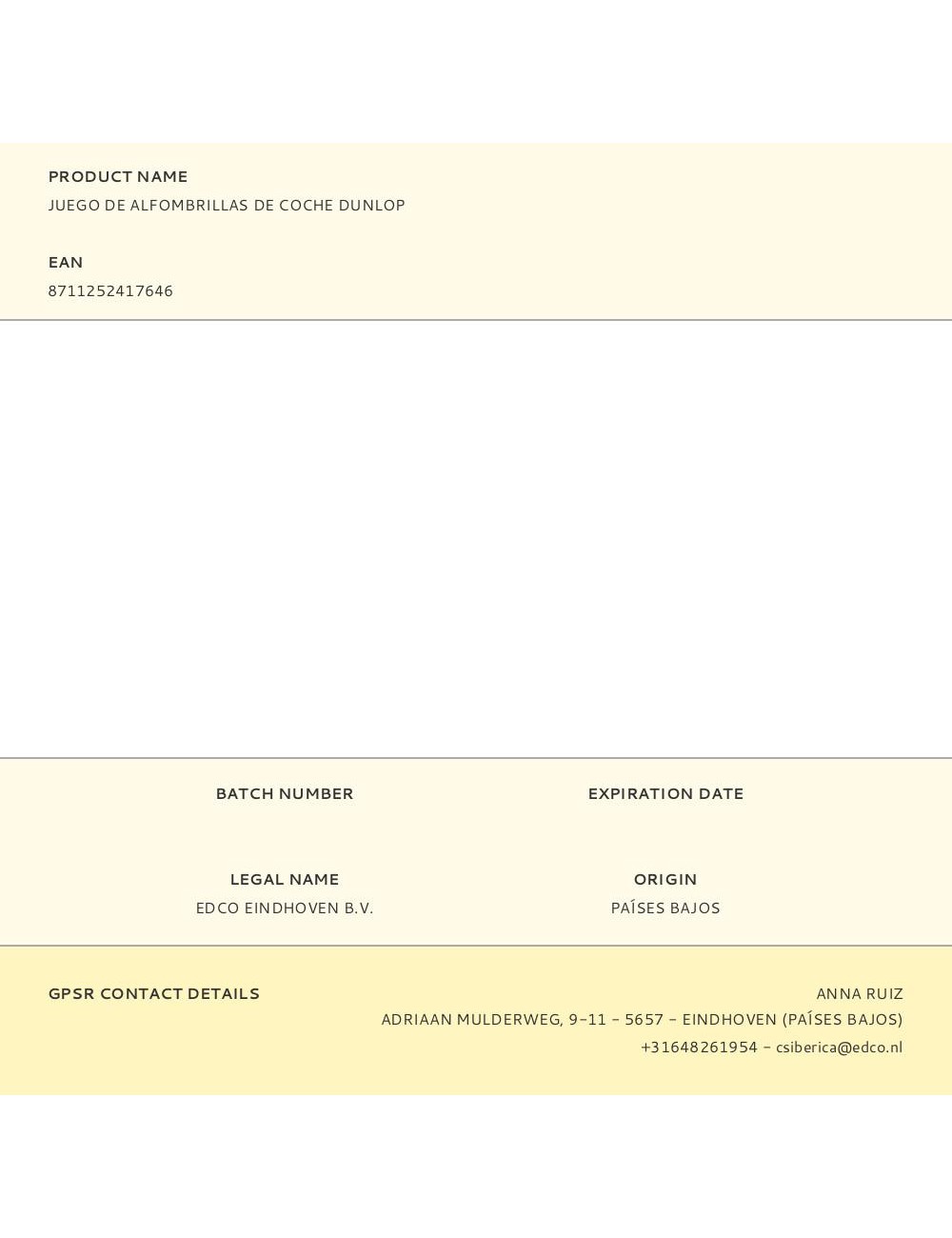 Juego de alfombrillas de coche dunlop