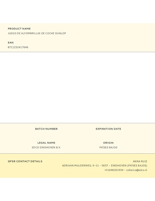 Juego de alfombrillas de coche dunlop