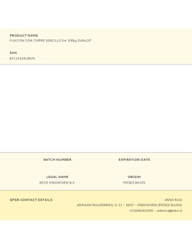 Fijacion con cierre sencillo 5m 100kg dunlop