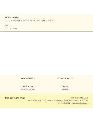 Patin para bombona butano diametro ø310x68mm inofix