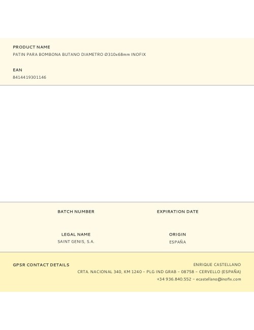 Patin para bombona butano diametro ø310x68mm inofix