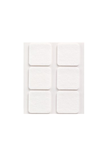 Pack 6 fieltros blanco sinteticos adhesivos 31x31mm plasfix inofix