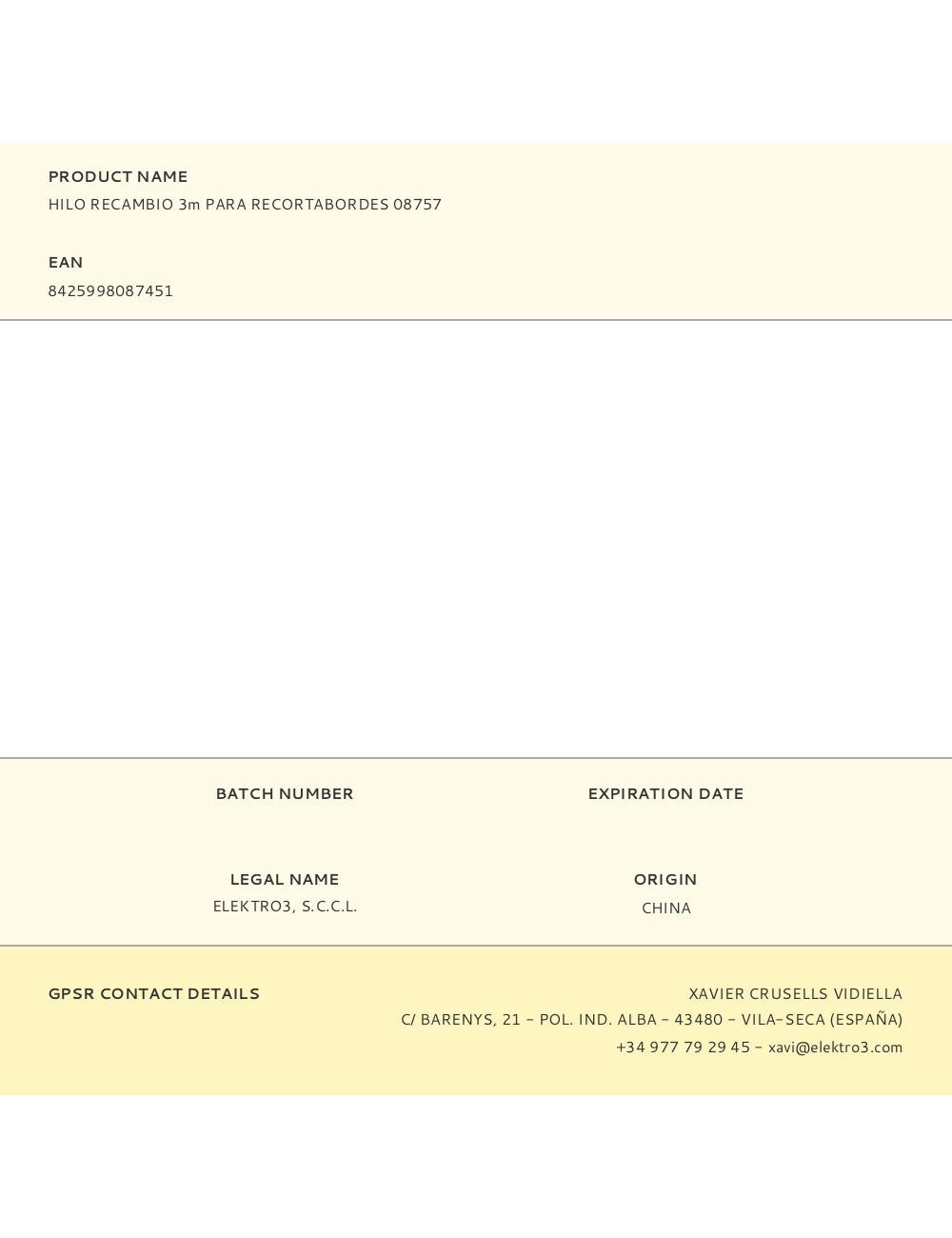 Hilo recambio 3m para recortabordes 08757