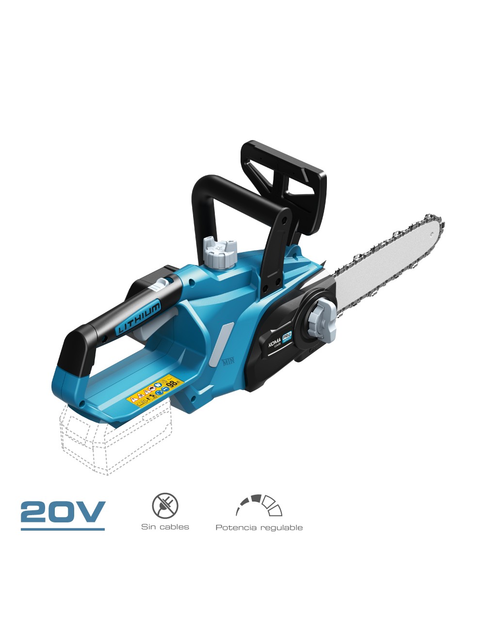 Motosierra 20 v (sin batería ni cargador) 63 x 23,2 cm