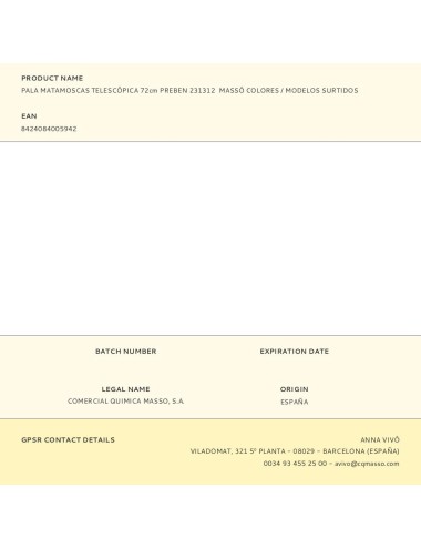 Pala matamoscas telescópica 72cm preben 231312 massó colores / modelos surtidos