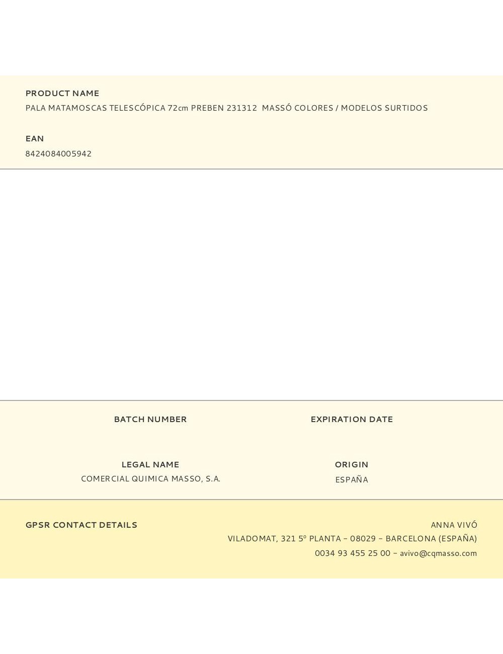 Pala matamoscas telescópica 72cm preben 231312 massó colores / modelos surtidos