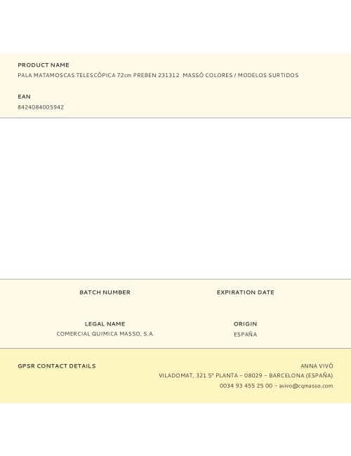 Pala matamoscas telescópica 72cm preben 231312 massó colores / modelos surtidos