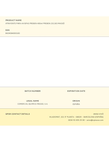 Atrayente para avispas preben 400ml preben 231183 massó