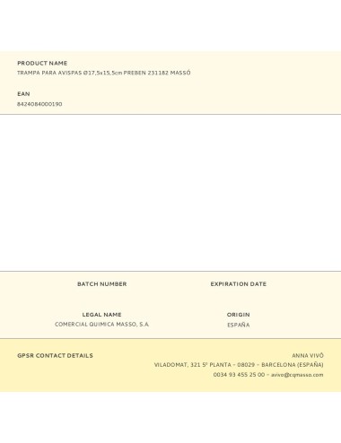 Trampa para avispas ø17,5x15,5cm preben 231182 massó