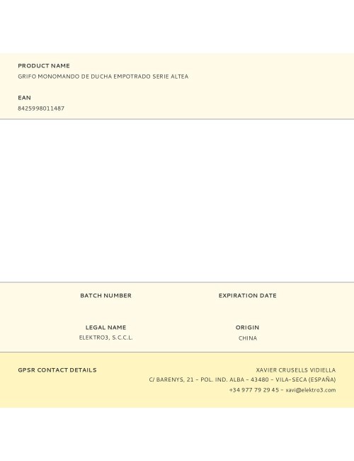 Grifo monomando de ducha empotrado serie altea