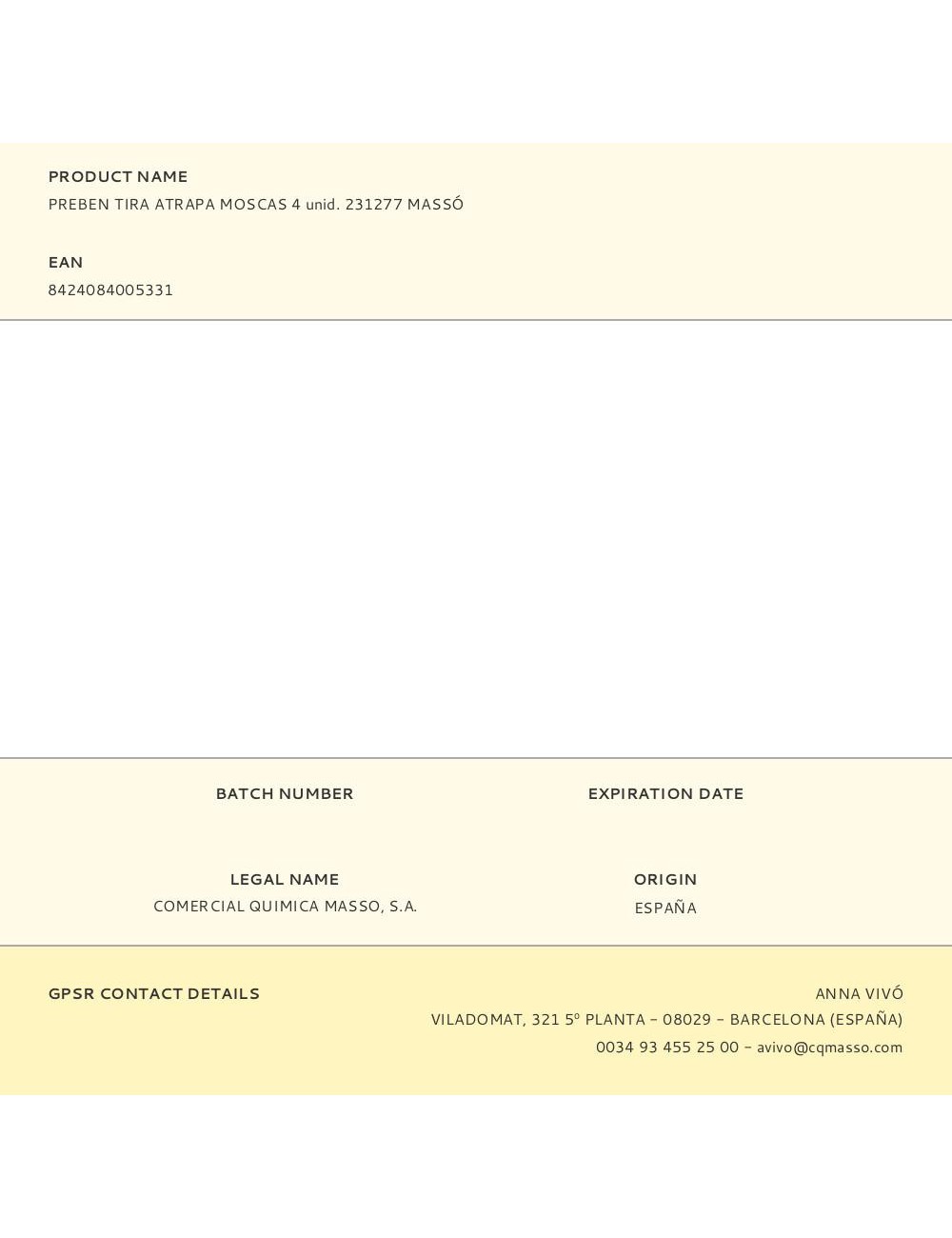 Preben tira atrapa moscas 4 unid. 231277 massó