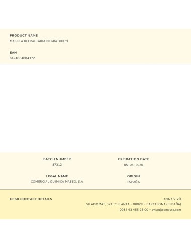 Sellador masilla refractaria negro 300 ml