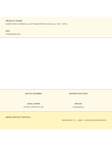 Rueda maciza carretilla ø255 mm, ancho 80 mm, eje ø20 mm