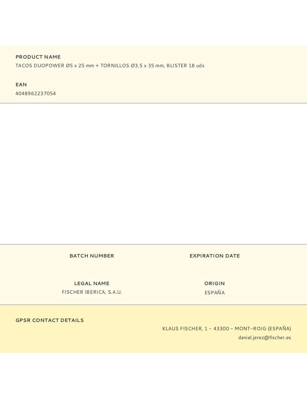 Tacos duopower ø5 x 25 mm + tornillos ø3,5 x 35 mm, blister 18 uds