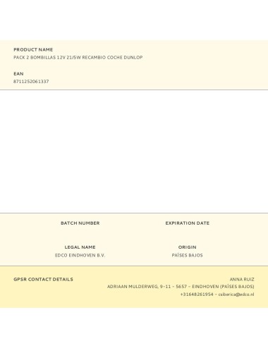 Pack 2 bombillas 12v 21/5w recambio coche dunlop