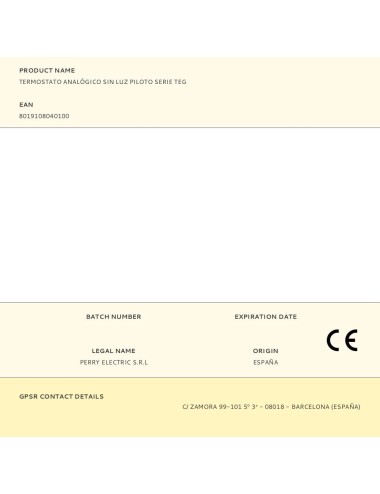 Termostato analógico sin luz piloto serie teg