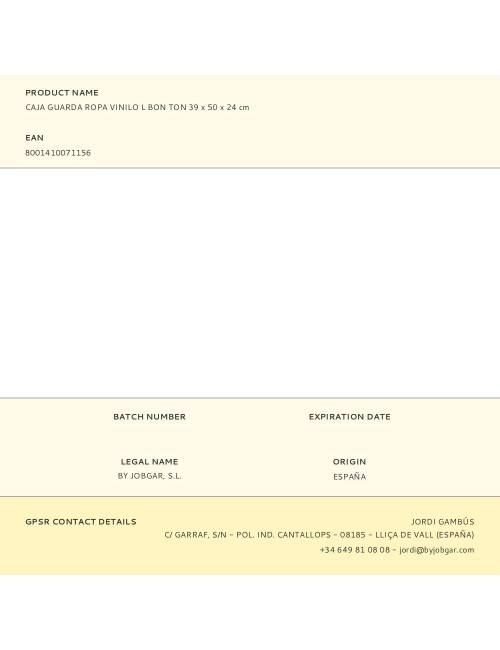 Caja guarda ropa vinilo l bon ton 39 x 50 x 24 cm