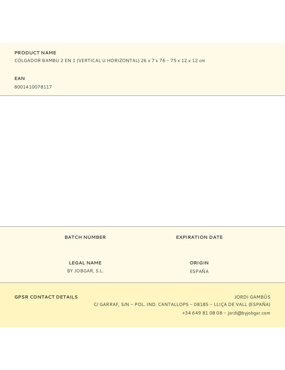 Colgador bambu 2 en 1 (vertical u horizontal) 26 x 7 x 76 - 75 x 12 x 12 cm