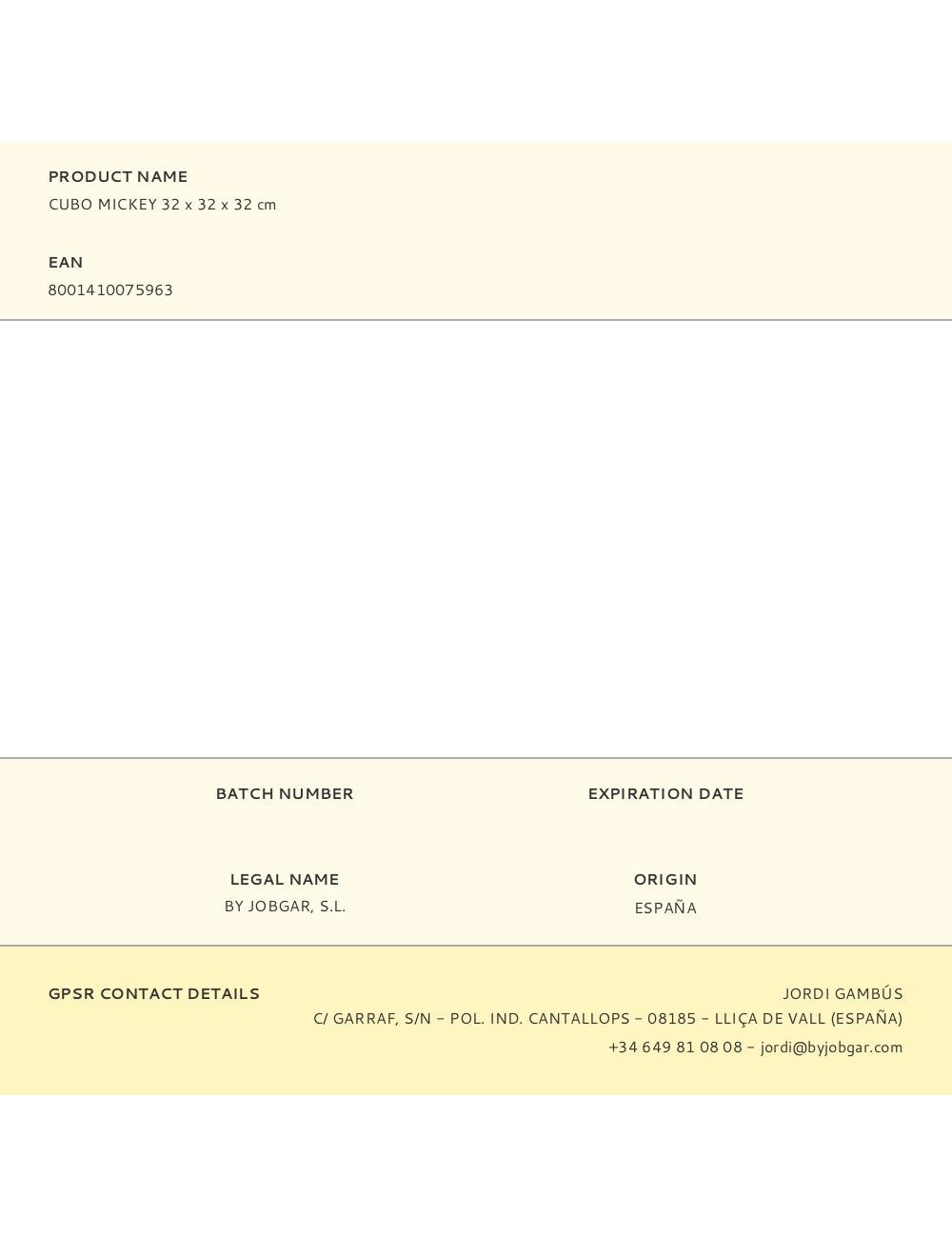 Cubo mickey 32 x 32 x 32 cm