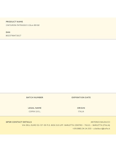 Cinturon patrasso 115cm beige