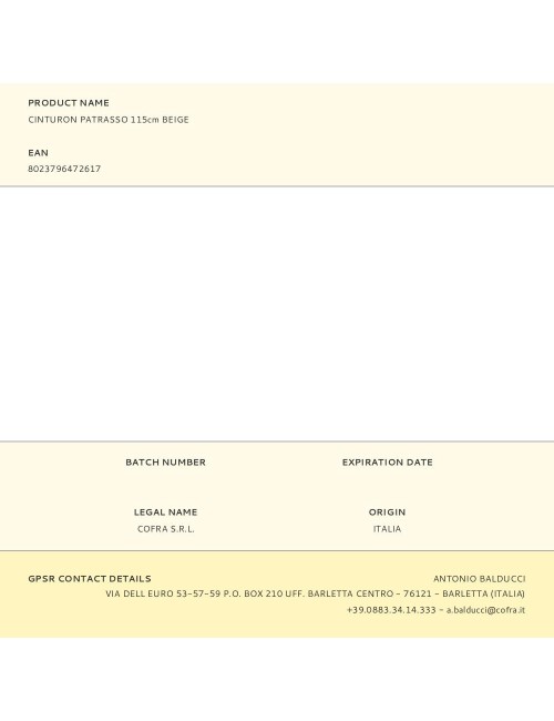 Cinturon patrasso 115cm beige