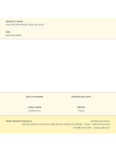 Calcetin top winter azul (42-44) m