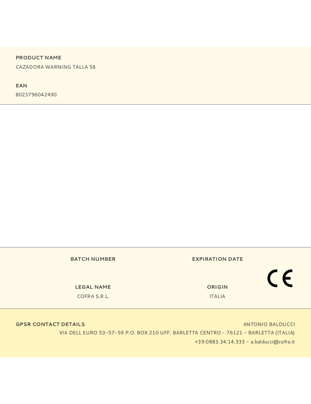 Cazadora warning talla 58