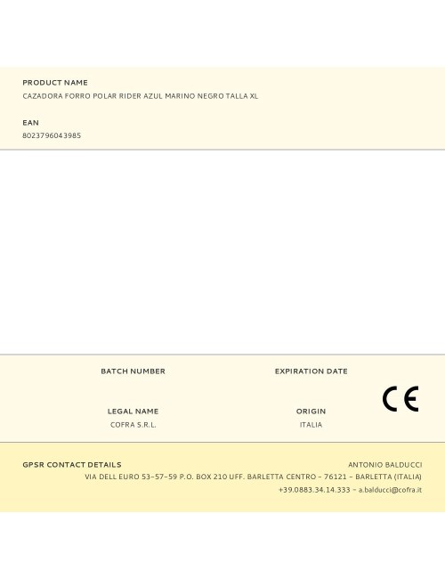 Cazadora forro polar rider azul marino negro talla xl