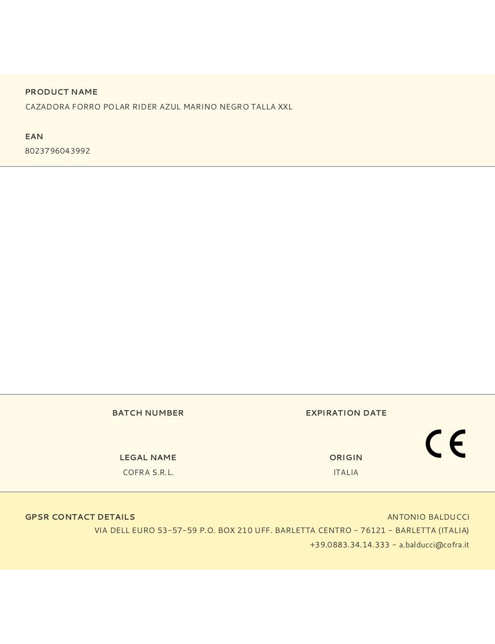 Cazadora forro polar rider azul marino negro talla xxl