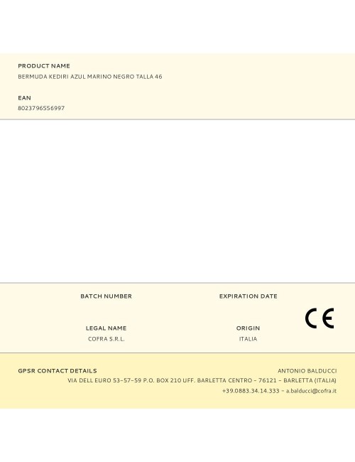 Bermuda kediri azul marino negro talla 46