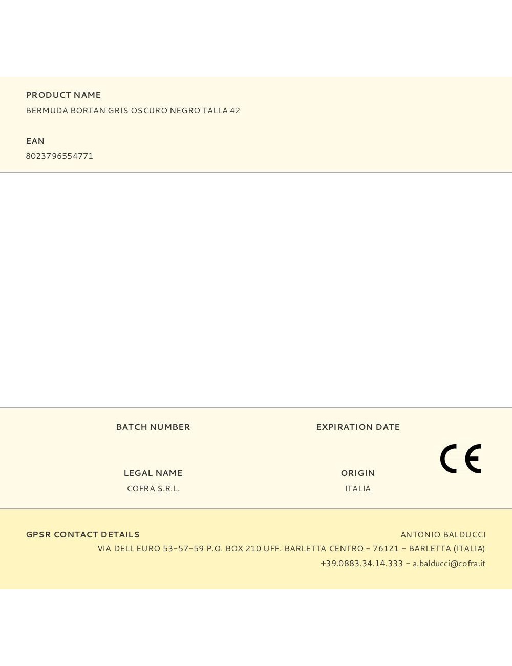 Bermuda bortan gris oscuro negro talla 42