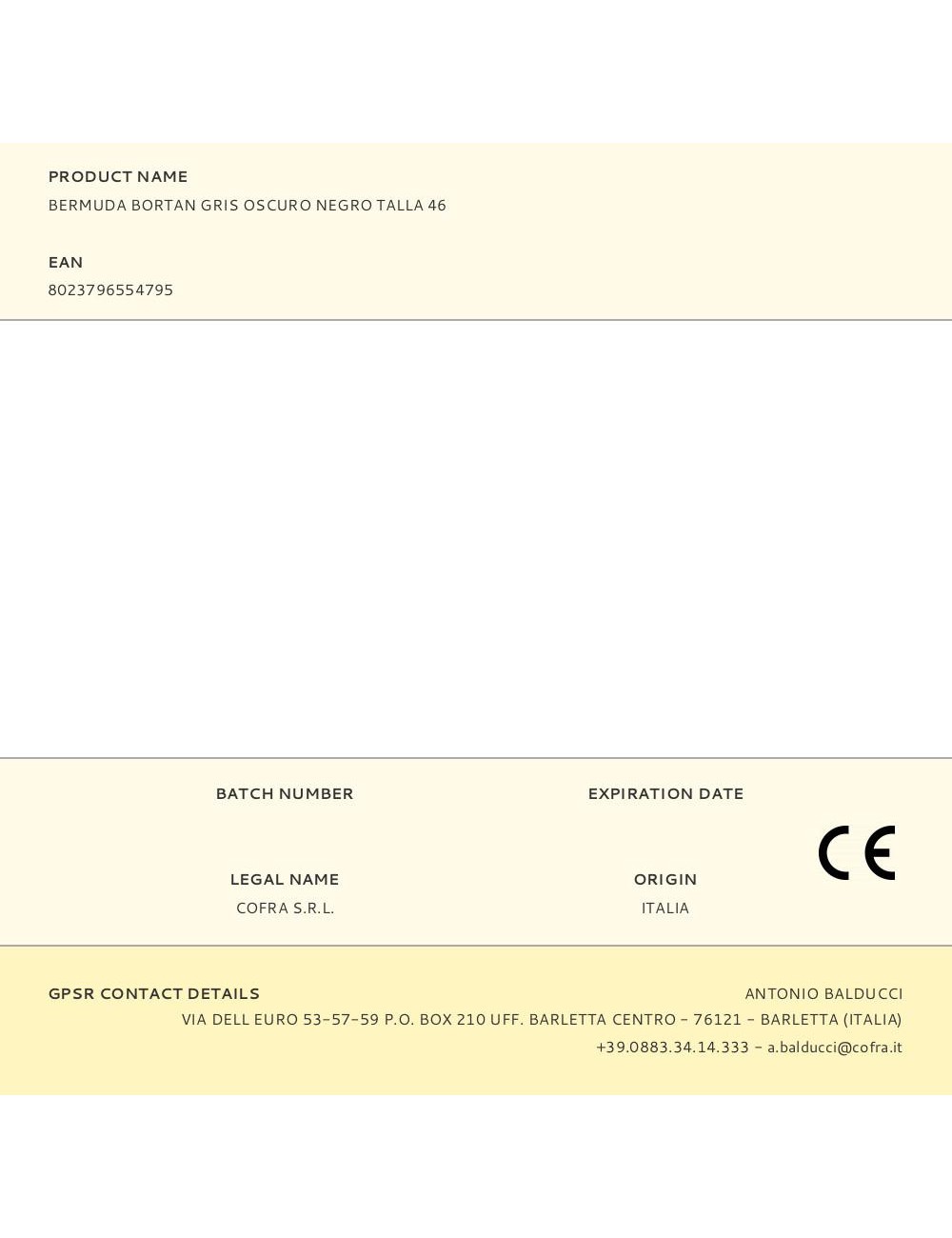 Bermuda bortan gris oscuro negro talla 46