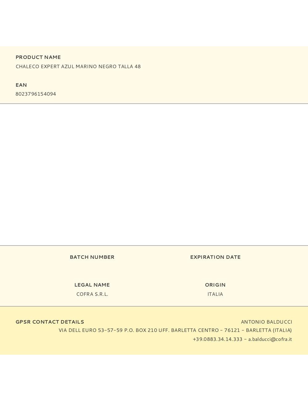 Chaleco expert azul marino negro talla 48