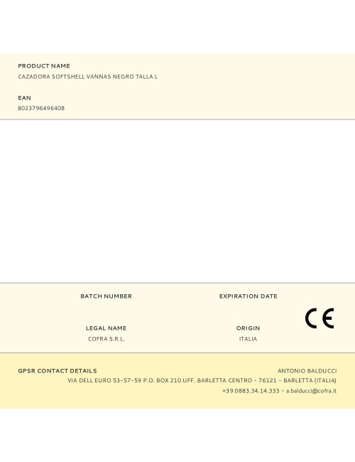 Cazadora softshell vannas negro talla l