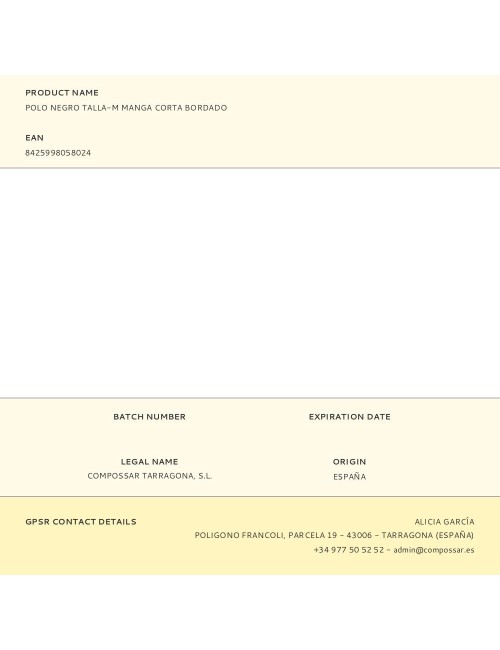 Polo negro talla-m manga corta bordado