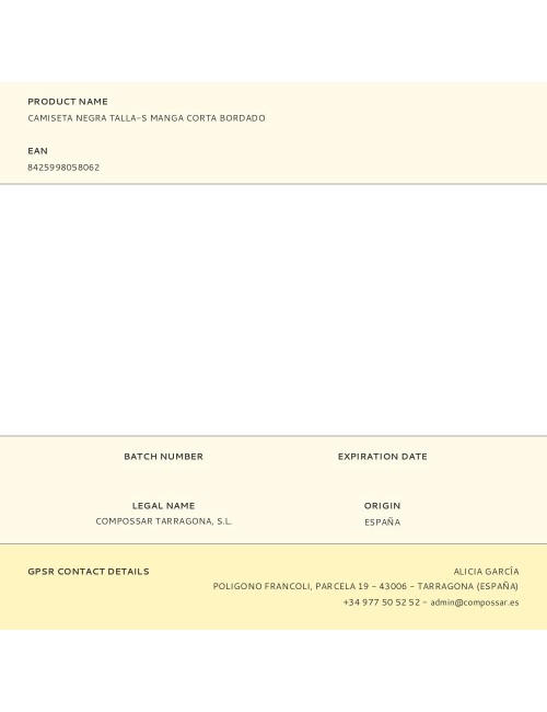 Camiseta negra talla-s manga corta bordado