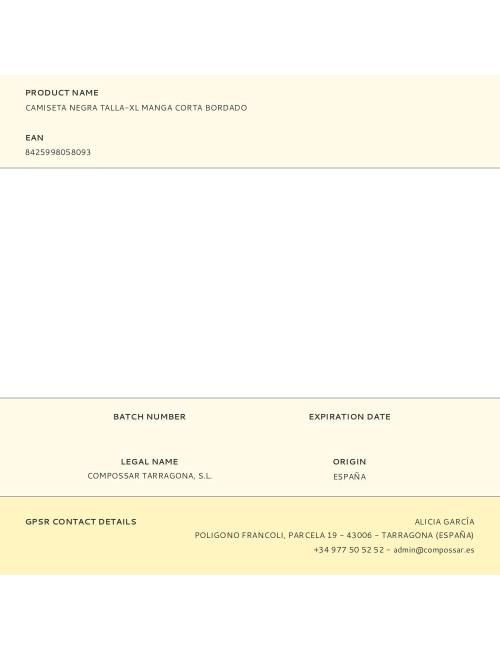 Camiseta negra talla-xl manga corta bordado