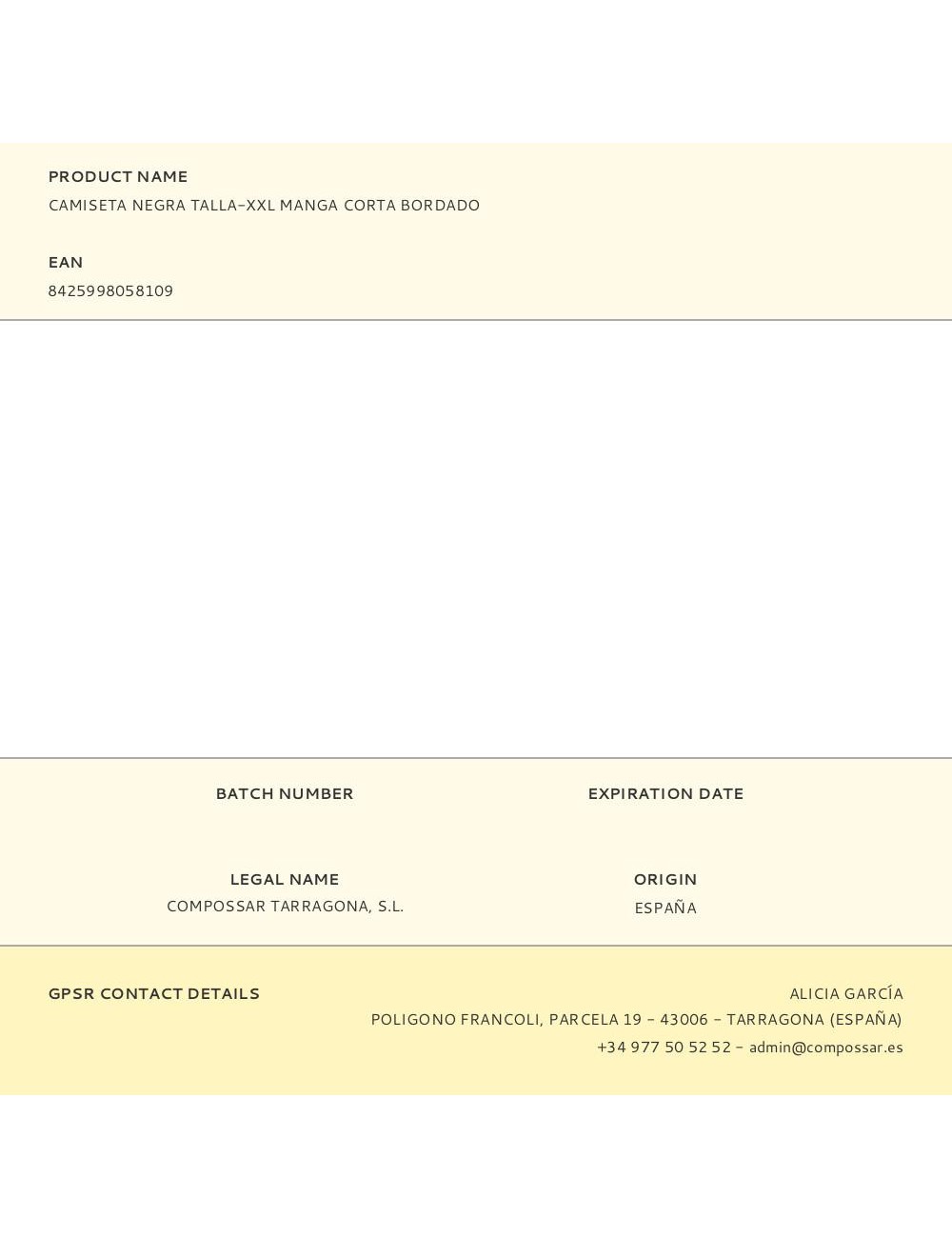 Camiseta negra talla-xxl manga corta bordado