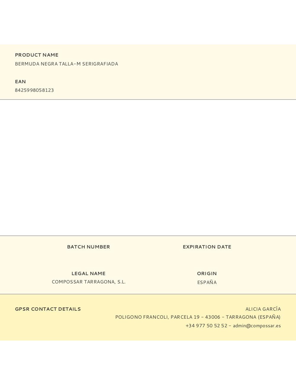 Bermuda negra talla-m serigrafiada