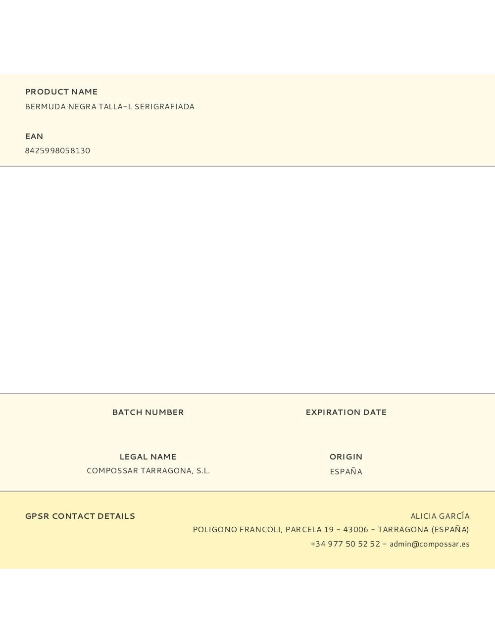 Bermuda negra talla-l serigrafiada