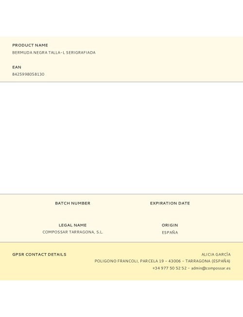 Bermuda negra talla-l serigrafiada