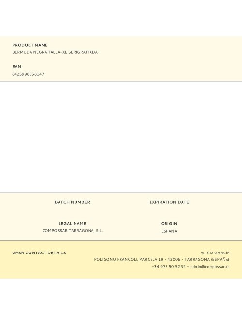 Bermuda negra talla-xl serigrafiada