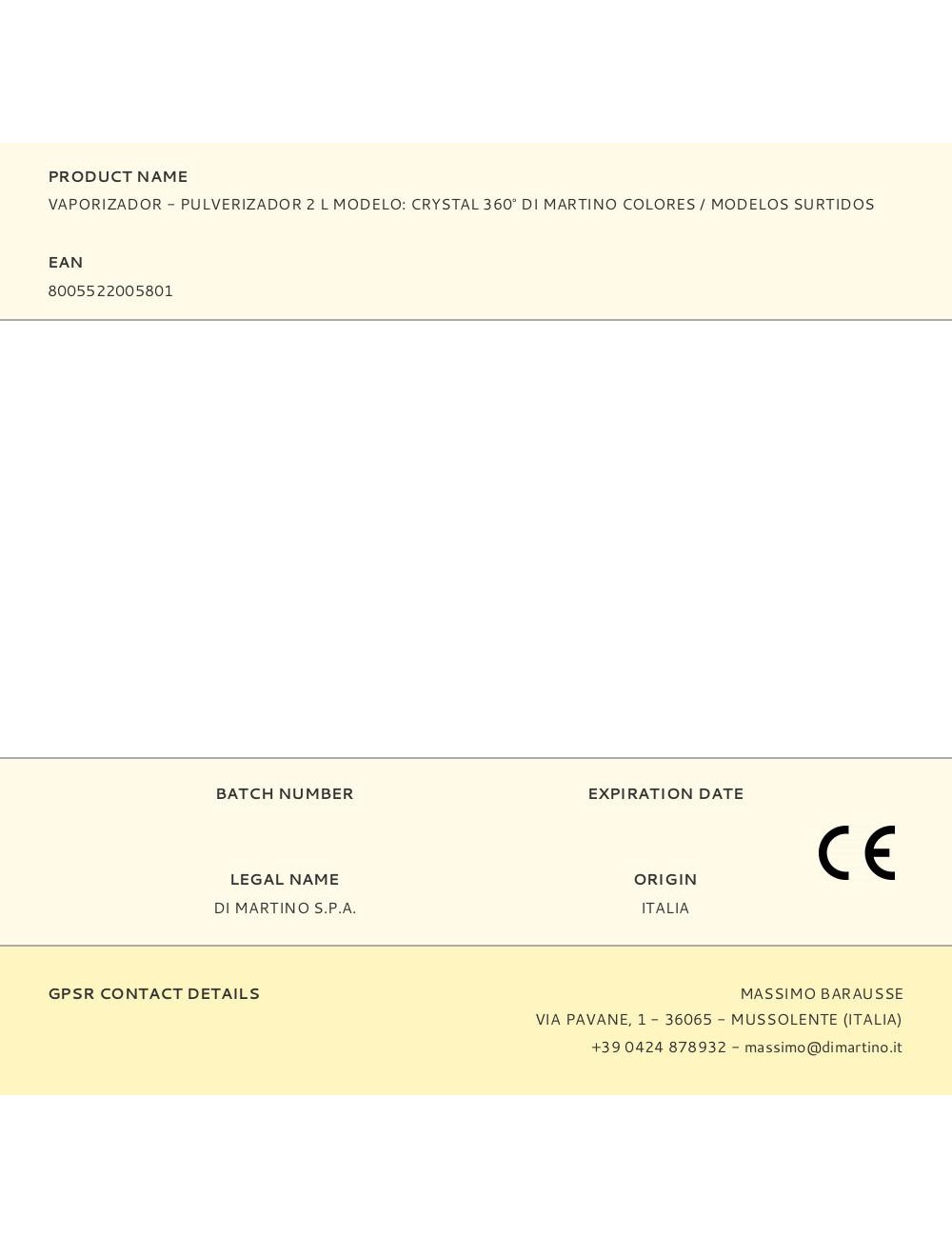 Vaporizador - pulverizador 2 l modelo: crystal 360° di martino colores / modelos surtidos