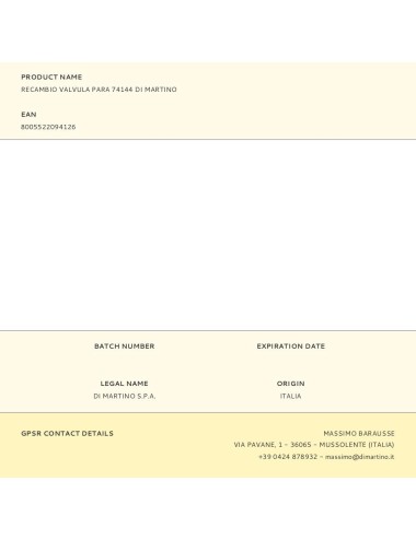 Recambio valvula para 74144 di martino